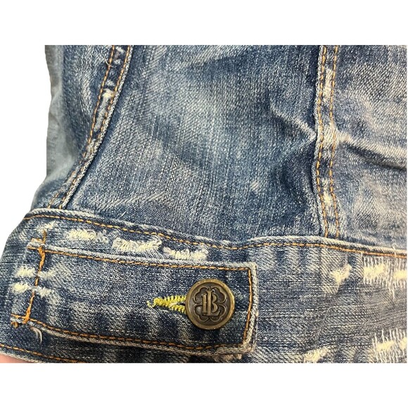 Vintage 90s Lucky Legend Denim Jacket Embroidered Hippie Patches Made In USA S - Picture 14 of 16